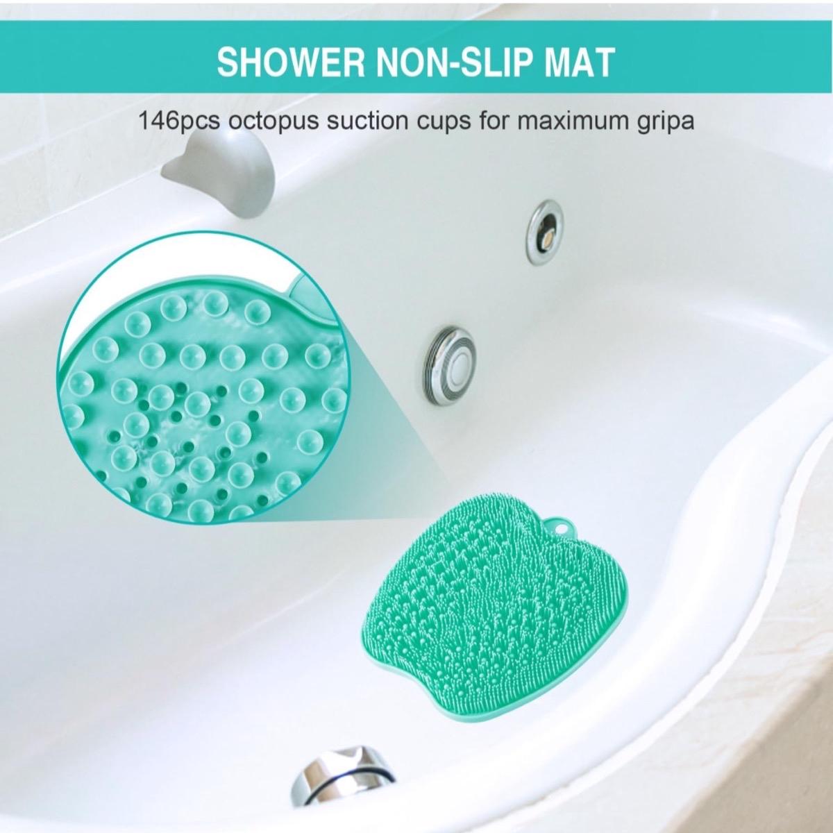 Silicone Foot Scrubber Shower Mat – Non-Slip Exfoliating Foot Massager with Suction Cups