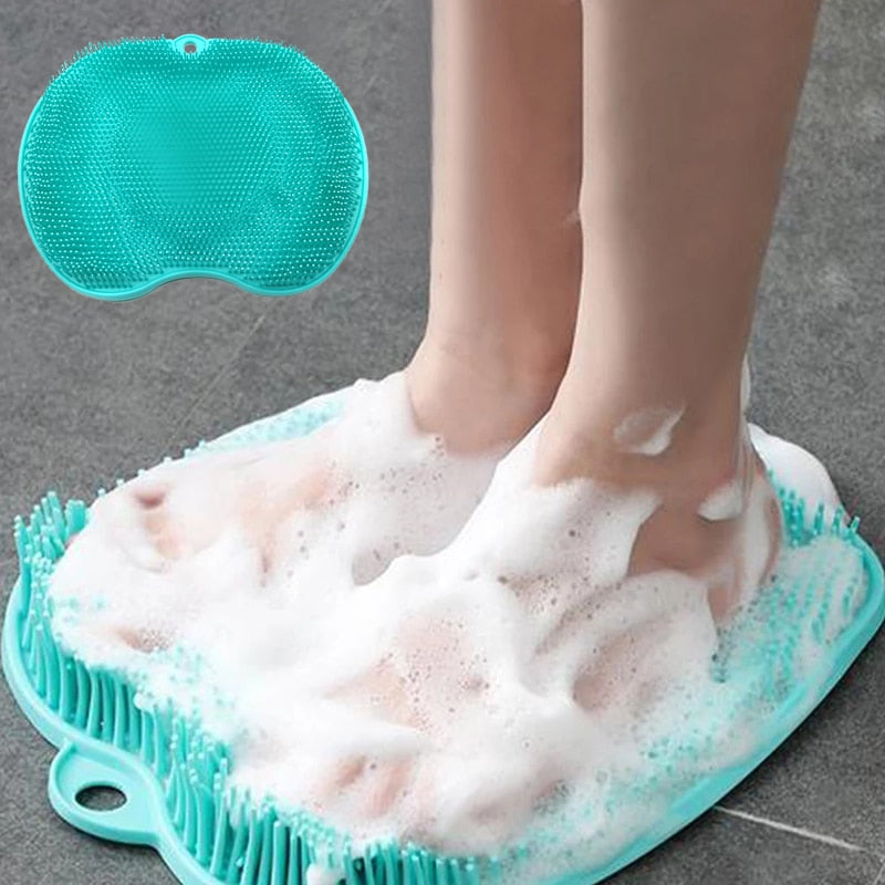 Silicone Foot Scrubber Shower Mat – Non-Slip Exfoliating Foot Massager with Suction Cups